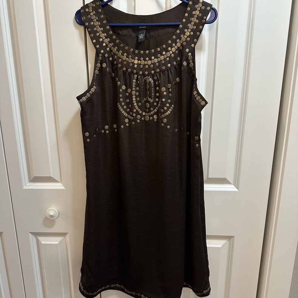 Brown Sleeveless Dress with Gold Accents